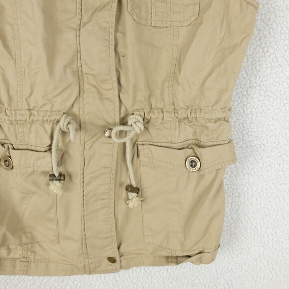 Vintage Vest Womens Small Beige Safari Pockets Full Zip Outdoor Lightweight Y2K - Picture 3 of 8